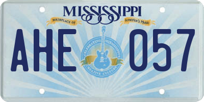 MS license plate AHE057