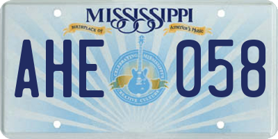 MS license plate AHE058
