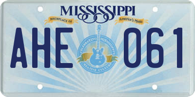 MS license plate AHE061