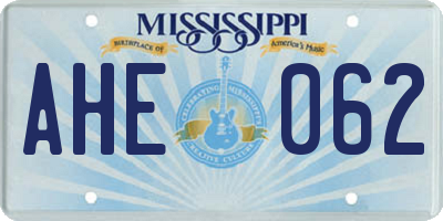 MS license plate AHE062