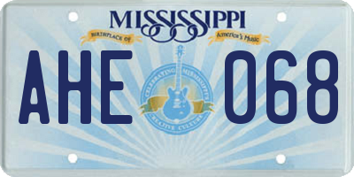 MS license plate AHE068