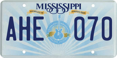 MS license plate AHE070