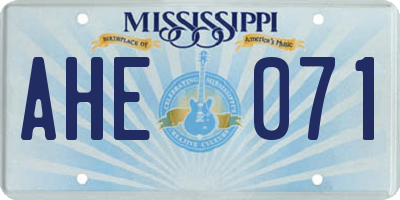 MS license plate AHE071