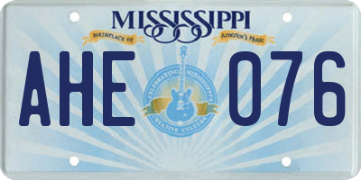 MS license plate AHE076