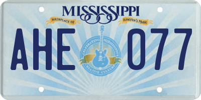 MS license plate AHE077