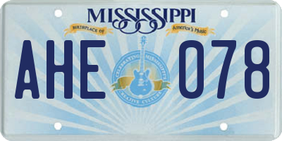 MS license plate AHE078