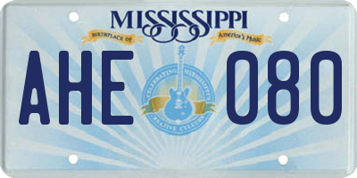 MS license plate AHE080