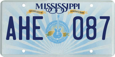 MS license plate AHE087