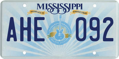 MS license plate AHE092