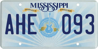 MS license plate AHE093