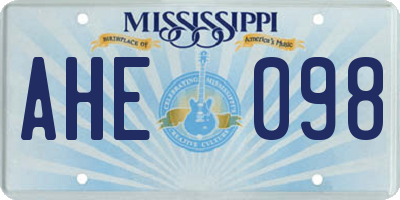 MS license plate AHE098