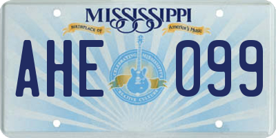 MS license plate AHE099