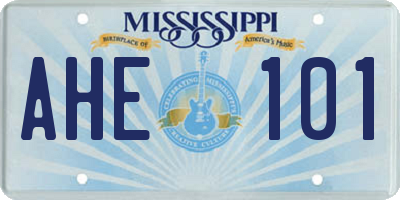 MS license plate AHE101
