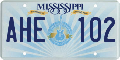 MS license plate AHE102