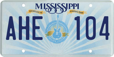 MS license plate AHE104