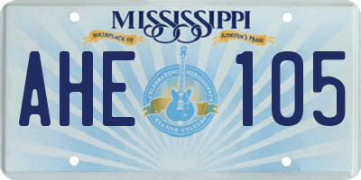 MS license plate AHE105