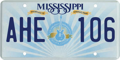 MS license plate AHE106