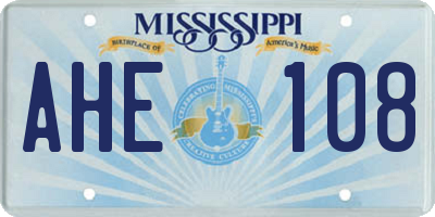 MS license plate AHE108