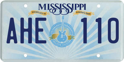 MS license plate AHE110