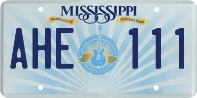 MS license plate AHE111