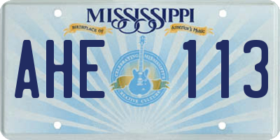 MS license plate AHE113