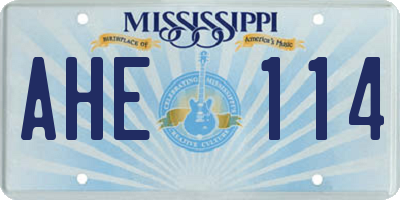 MS license plate AHE114