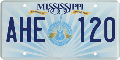 MS license plate AHE120