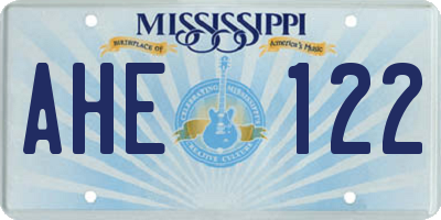 MS license plate AHE122