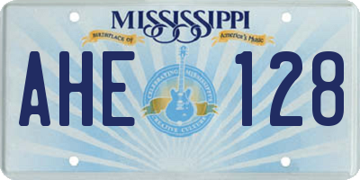 MS license plate AHE128