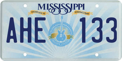 MS license plate AHE133
