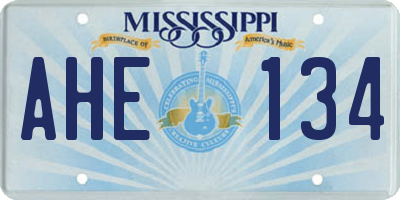MS license plate AHE134