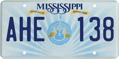MS license plate AHE138
