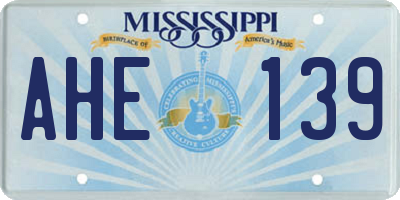 MS license plate AHE139
