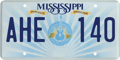 MS license plate AHE140