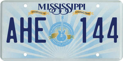 MS license plate AHE144