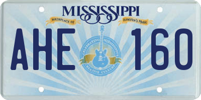 MS license plate AHE160