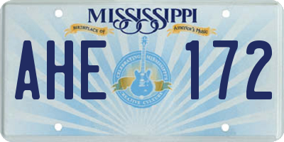 MS license plate AHE172