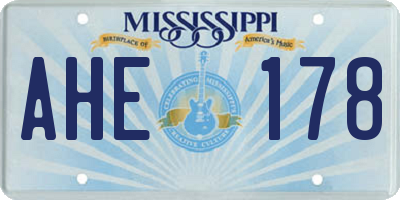 MS license plate AHE178