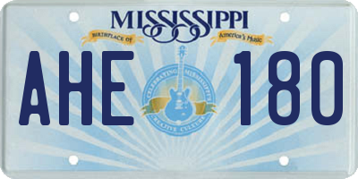 MS license plate AHE180