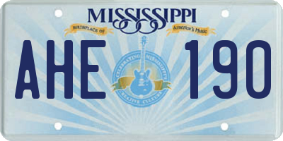 MS license plate AHE190