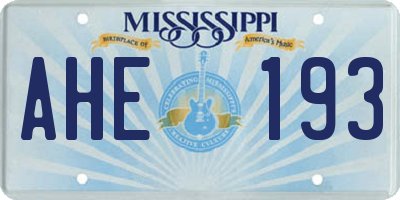 MS license plate AHE193