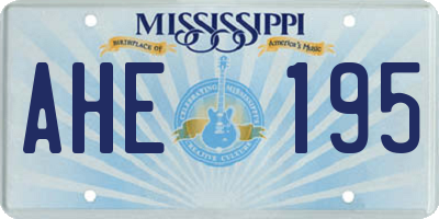 MS license plate AHE195