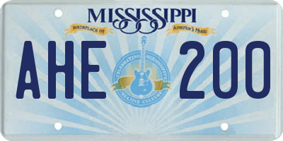 MS license plate AHE200