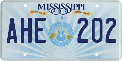 MS license plate AHE202
