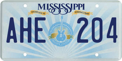 MS license plate AHE204