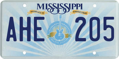 MS license plate AHE205