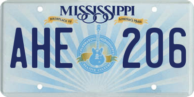 MS license plate AHE206
