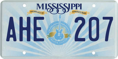 MS license plate AHE207