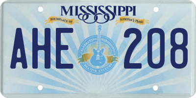 MS license plate AHE208