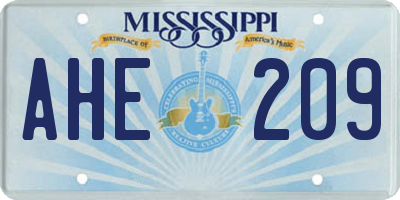 MS license plate AHE209